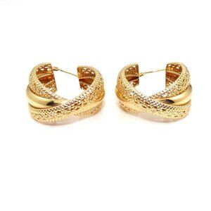 Michael Anthony 14K Yellow Gold Large Crossover Hoop Earrings